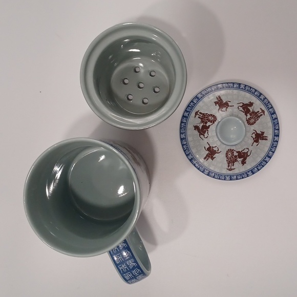 Vintage Asian Chariots Tea Infuser Mug Set - Picture 8 of 11